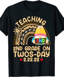 Boho Rainbow Gnome Teaching 2nd Grade On Twosday 2.22.22 Tee Shirt