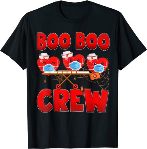 Boo Boo Crew Valentine's Day 2022 Heart Nurse Wearing Mask Tee Shirt