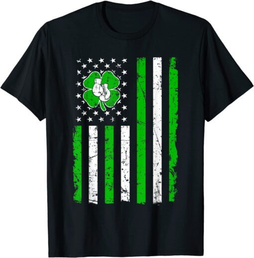 Boxing Retro St Patricks Day Irish Sport American Flag Tee Shirt