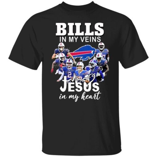 Buffalo Bills in my Veins Jesus in my heart signatures Tee shirt