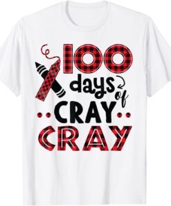 Buffalo Plaid 100 Days of Cray Cray Crayon Student Teacher Tee Shirt