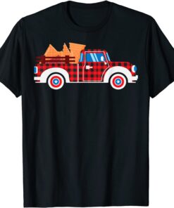 Buffalo Plaid Ice Cream Cone Truck 4th Of July USA Flag Tee Shirt