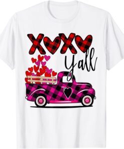 Buffalo Plaid Vintage Truck Heat XOXO Y'all Valentine's Day Tee Shirt