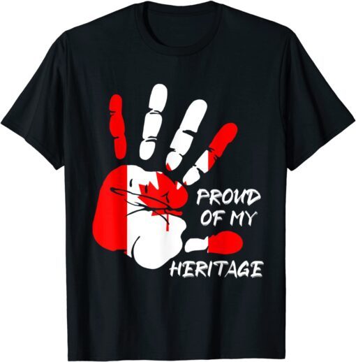 Canadian Flag Hand Finger Pride Heritage Canada Tee Shirt