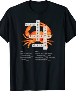 Cancer Sign Birthday Zodiac Traits Crossword Tee Shirt