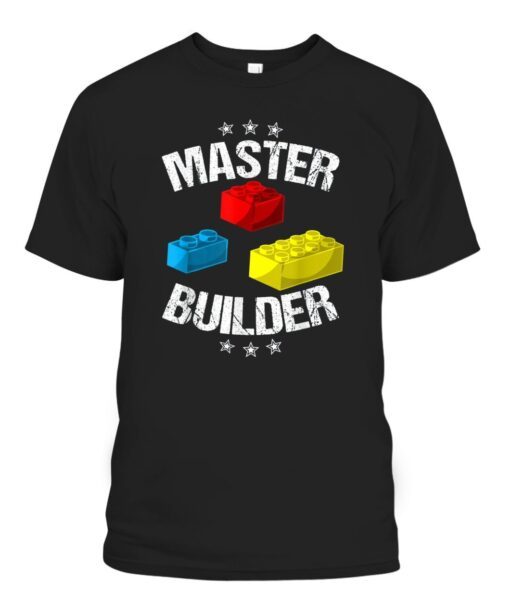 Cool Master Builder Funny Building Blocks Tee Shirt