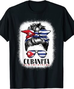 Cubanita Messy Bun Women Cuba Cuban Girl Tee Shirt