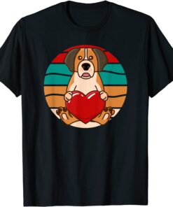 Cuddly St Saint Bernard Valentines Day Heart Retro Dog Tee Shirt