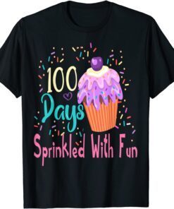 Cupcake 100 Days Sprinkled With Fun 100 Days Of School Tee Shirt