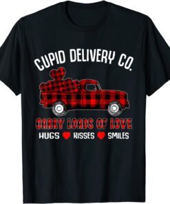 Cupid Delivery Carry Loads Of Love Red Plaid Valentine's Day Tee Shirt