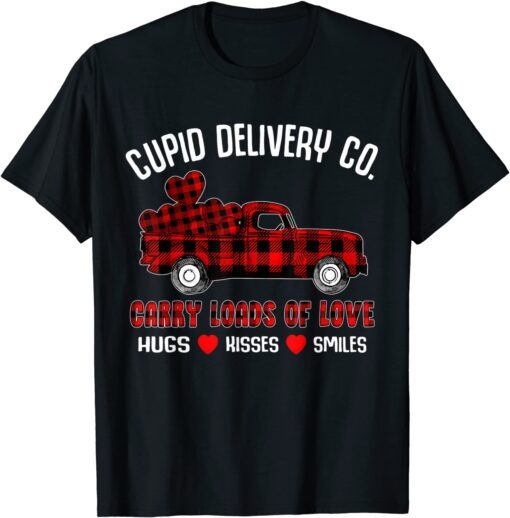 Cupid Delivery Carry Loads Of Love Red Plaid Valentine's Day Tee Shirt