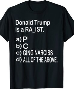 Donald Trump Is A RA_IST. Tee Shirt