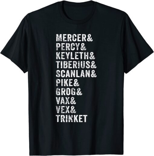 Dungeons First Campaign List Characters Apparel Dragons Tee Shirt