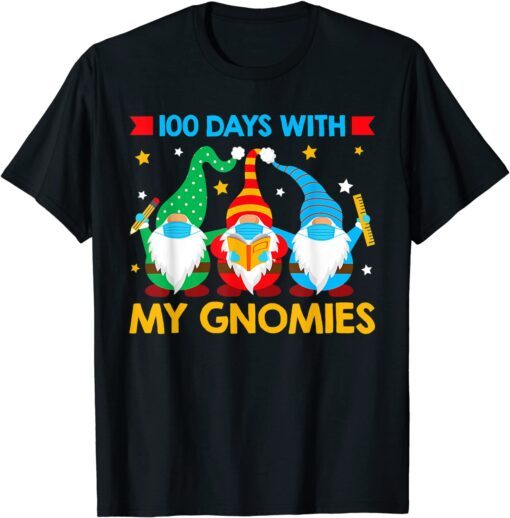 Face Mask Gnomes Squad 100 Days of School Tee Shirt