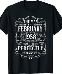 February 1958 Man Myth Legend 64th Birthday 64 Years Tee Shirt