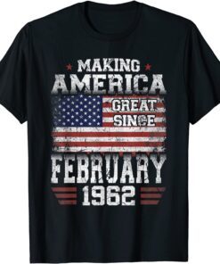 February 1962 American Flag 60th Birthday 60 Years Old Tee Shirt