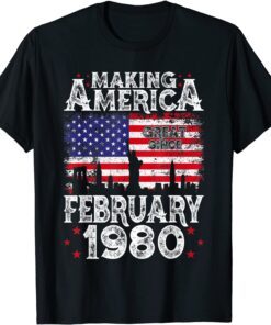 February 1980 American Flag 42nd Birthday 42 Years Old Tee Shirt