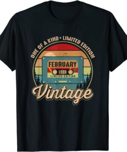 February 1988 Birthday Vintage 34 Years Old Birthday Tee Shirt