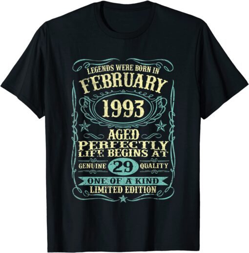 February 1993 29th Birthday 29 Year Old Tee Shirt