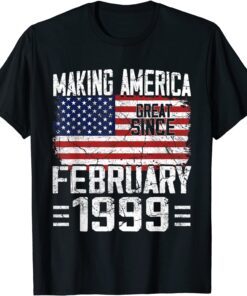 February 1999 American Flag 23rd Birthday 23 Years Old Tee Shirt