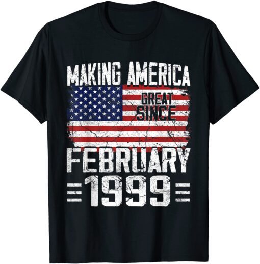 February 1999 American Flag 23rd Birthday 23 Years Old Tee Shirt