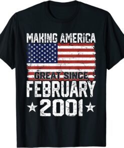 February 2001 American Flag 21st Birthday 21 Years Old Tee Shirt