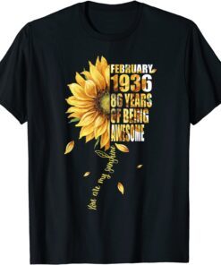 February Girl 1936 Sunflower 86th Birthday 86 Years Old Bday Tee Shirt