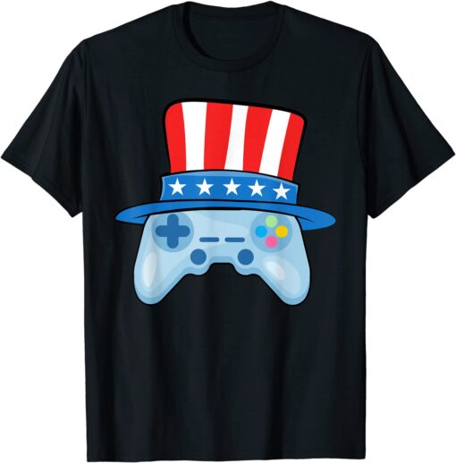 Game Controller Uncle Sam Hat 4th Of July Video Gamer Tee Shirt