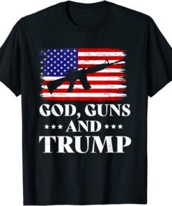 God Guns And Trump - Donald Trump For President Usa Flag Tee Shirt