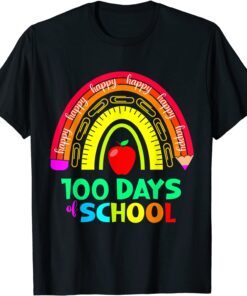 Happy 100th Day Of School Teacher 100 Days Rainbow Tee Shirt
