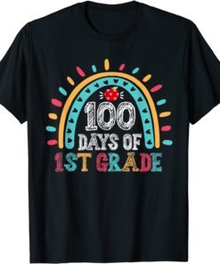 Happy 100th day Of School First 1st grade Teacher Rainbow T-Shirt