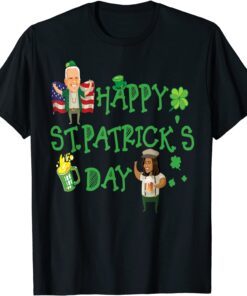Happy St Patrick’s Day Biden And Harris With Beer Clovers Tee Shirt