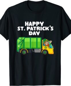 Happy St Patricks Day Leprechaun Garbage Truck Tee Shirt