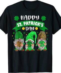Happy St Patricks Day Three Gnome Shamrock Leopard Essential Tee Shirt