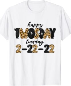 Happy Twosday Tuesday February Leopard Math Teacher Tee Shirt