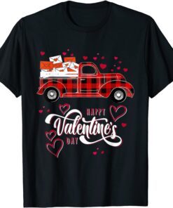 Happy Valentine's Day Red Truck With Hearts Tee Shirt