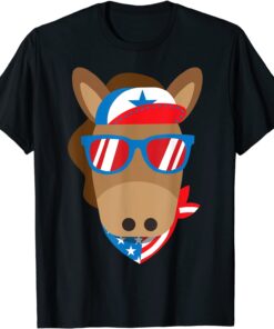 Horse USA Sunglasses Bandana 4th Of July Merica Cowboy Tee Shirt