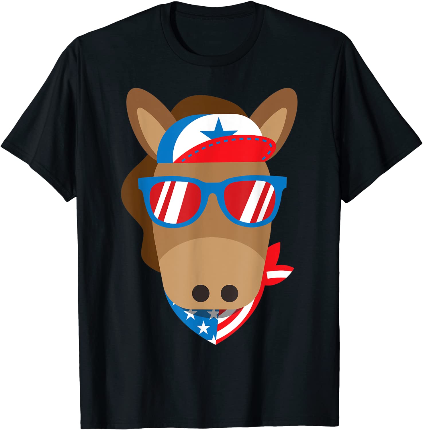 Horse USA Sunglasses Bandana 4th Of July Merica Cowboy Tee Shirt Horse USA Sunglasses Bandana 4th Of July Merica Cowboy Tee Shirt