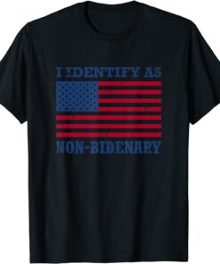 I Identify As Non-Bidenary Vintage Grunge American Flag Tee Shirt