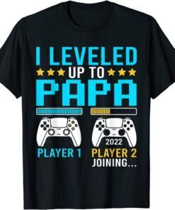 I Leveled Up To Papa Gamer Apparel, New Grandpa Video Game Tee Shirt
