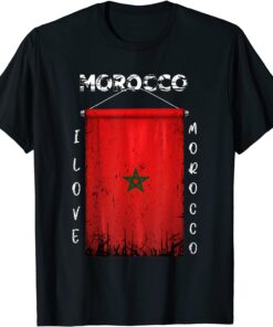 I Love Morocco Vintage Morocco Flag Tee Shirt