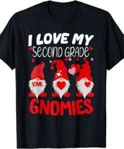 I Love My Second Grade Gnomies Valentine Heart Teacher Tee Shirt