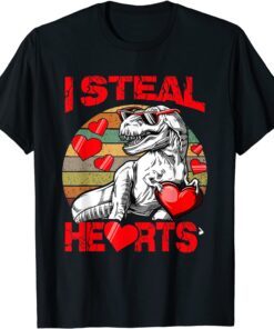 I Steal Hearts Trex Dino Baby Boy Valentines Day Toddler Tee Shirt