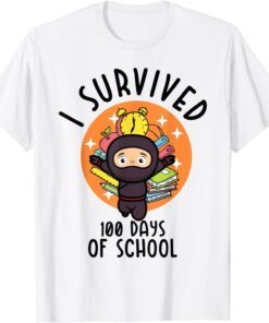 I Survived 100 Days Of School Ninja Lover Happy 100th Day Tee Shirt