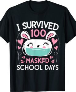 I Survived 100 Masked School Days Rabbit T-Shirt
