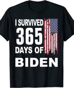 I Survived 365 Days Of Biden American Flag T-Shirt