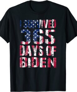 I Survived 365 Days Of Biden Anti Biden US FLAG Tee Shirt