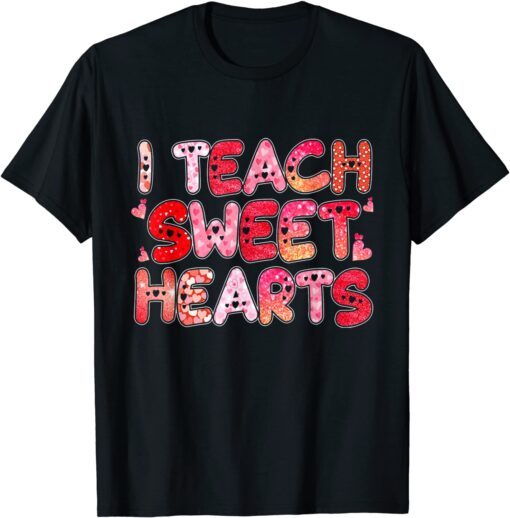 I Teach Sweet Hearts Teacher Valentine's Day Leopard Tee Shirt