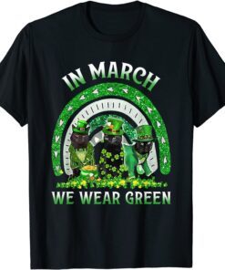 In March We Wear Green Cats Irish St Patrick's Day Rainbow Tee Shirt