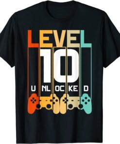 Level 10 Unlocked 10th Birthday Matching Video Game Tee Shirt